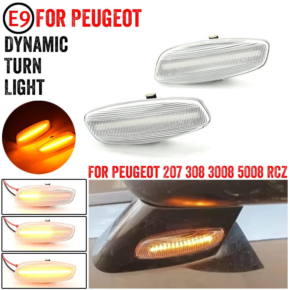 

2 шт. динамический светодиодный боковой габаритный фонарь для Citroen C4 Picasso C3 C5 DS3 DS4 Peugeot 207 308 3008 5008 RCZ Partner