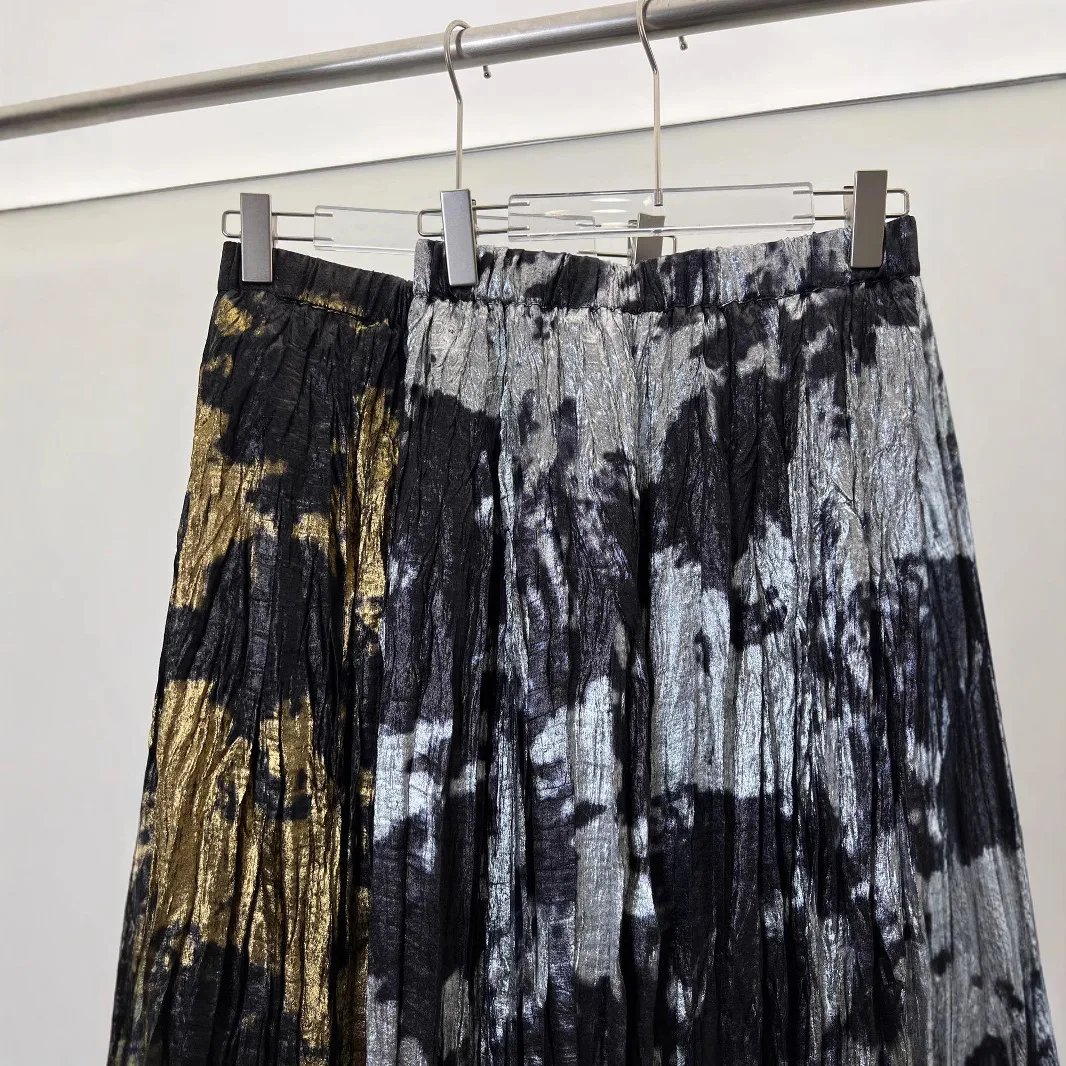 Miyake-falda plisada con cintura elástica y cintura alta para mujer, falda holgada informal de cien diseños, novedad de verano 2025, 2025