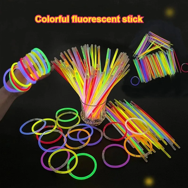 100 Stück Leuchtstäbe für Partys, Mehrfarbige Chemische Leuchtstäbe, Regenbogen-Leuchtstäbe für Draußen, Biegbare Röhren als Armband-Spielzeug