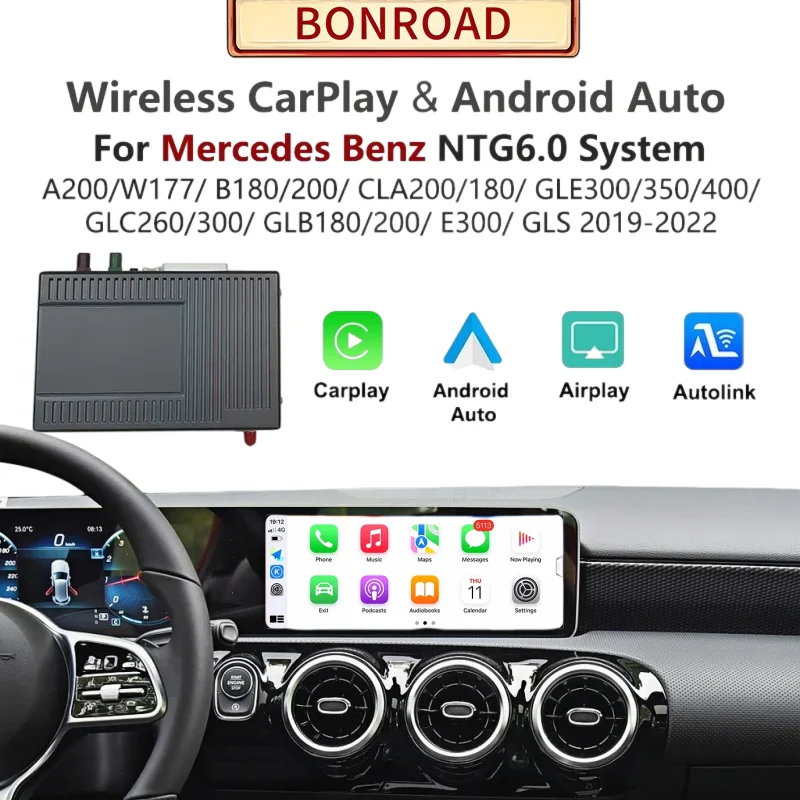 10.25/ 12.3inch Dual Touch Screen Wireless CarPlay for Mercedes Benz A B C E GLA GLB GLC GLE GLS CLA MBUX NTG6.0 BT Head Unit