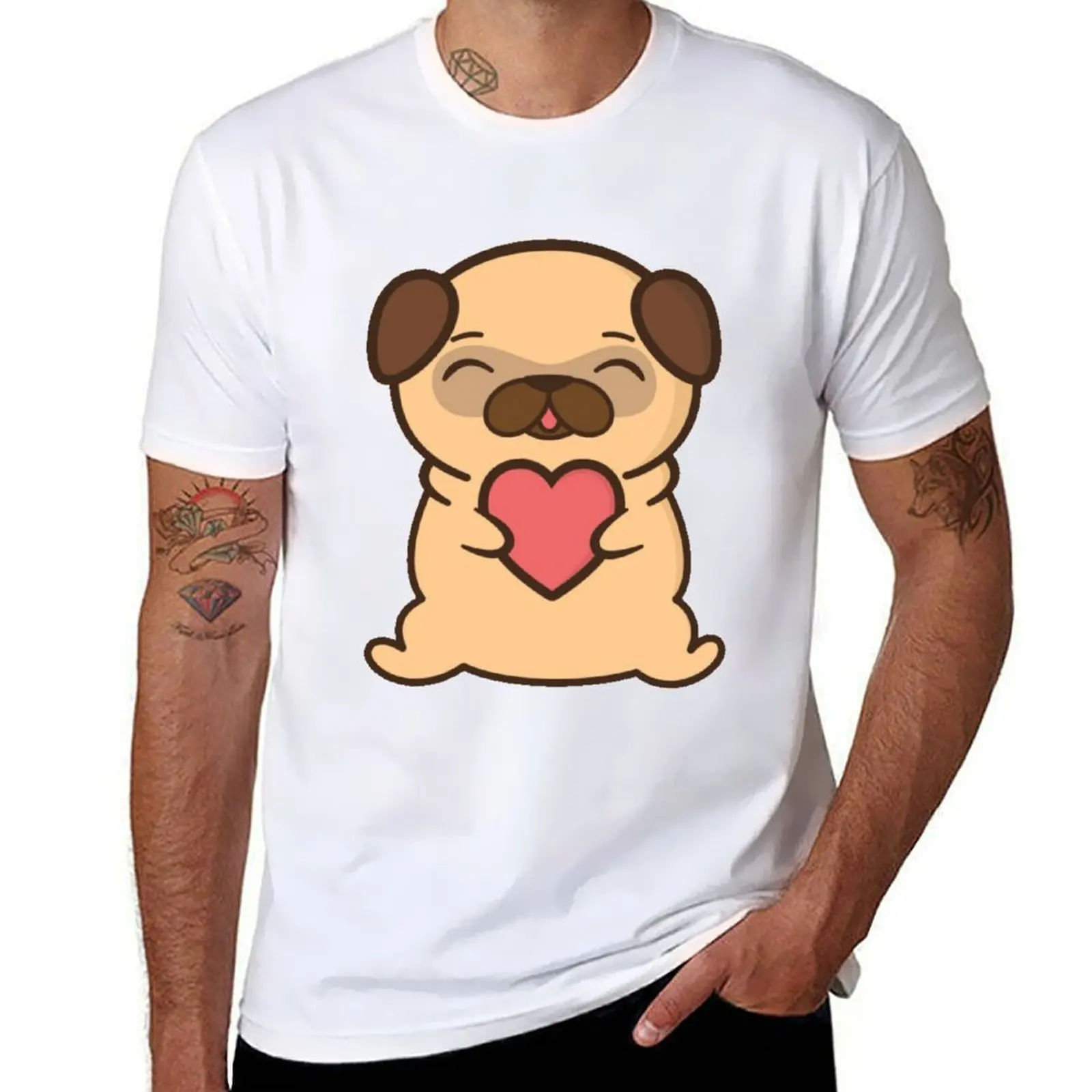 

Love pug T-Shirt man t shirt designer funny t shirts cotton T-Shirt
