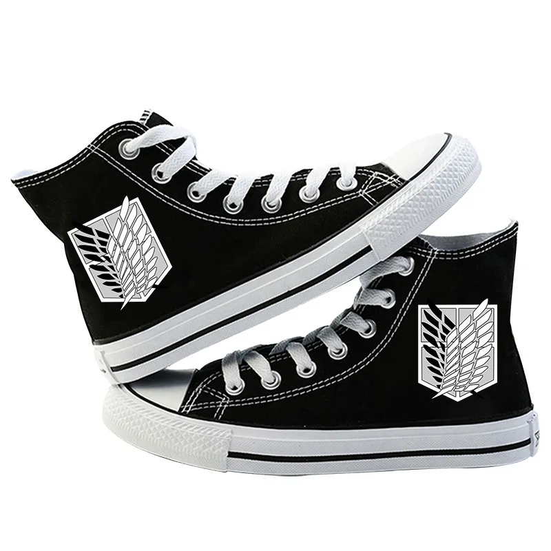 Japońskie Anime atak na tytan Cosplay na co dzień buty na wysokiej platformie Shingeki No Kyojin płócienne buty dziewczęce chłopięce sportowe na prezent