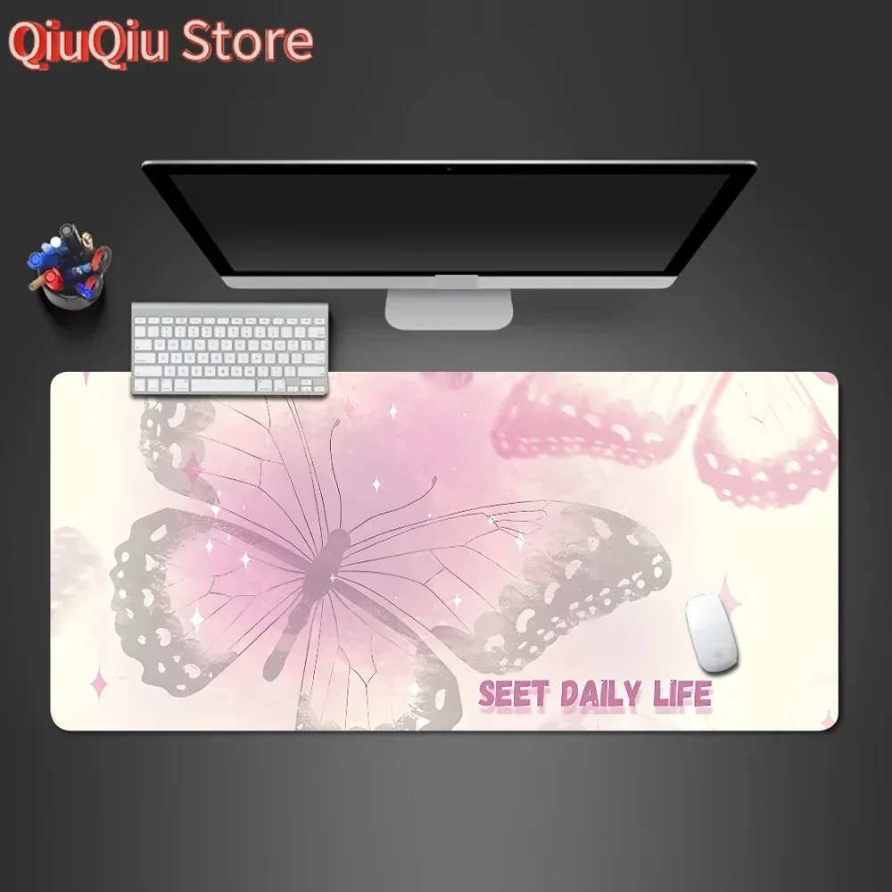 

100x50 см коврик для мыши с бабочкой, коврики для ПК, геймера, настольные аксессуары, коврики для выравнивания, большой коврик для клавиатуры и мыши, игровые коврики для ноутбука