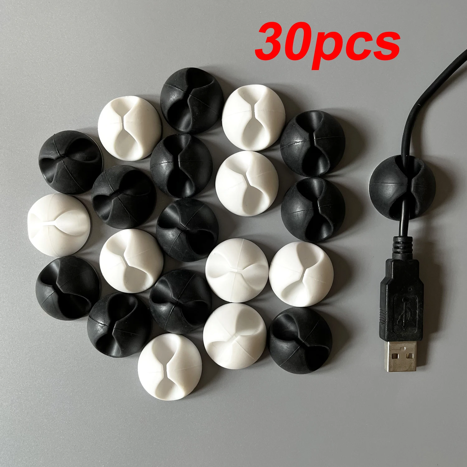 Lot de 30 clips de câble de chargement USB auto-adhésif pour bureau maison voiture