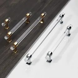 KK&FING Acrylic Long Cabinet Door Handles T Bar Transparent Handle Wardrobe Cupboard Door Pulls Drawer Knobs Furniture Hardware