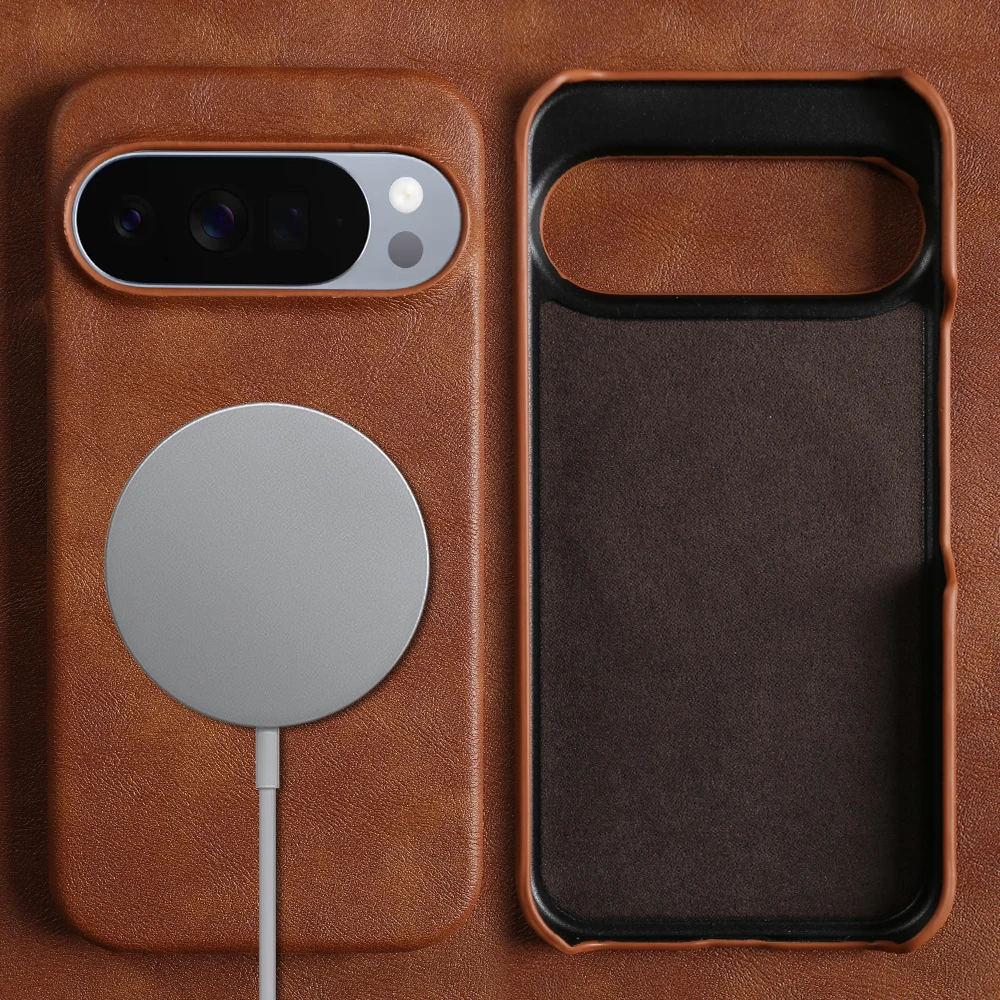 For Magsafe Calfskin Leather Case for Google Pixel 11 10 Pro XL 10A 9 Pro 9A 8 8A 7 7A 6 6A 5 5A Phone Cases Cover Coque Funda