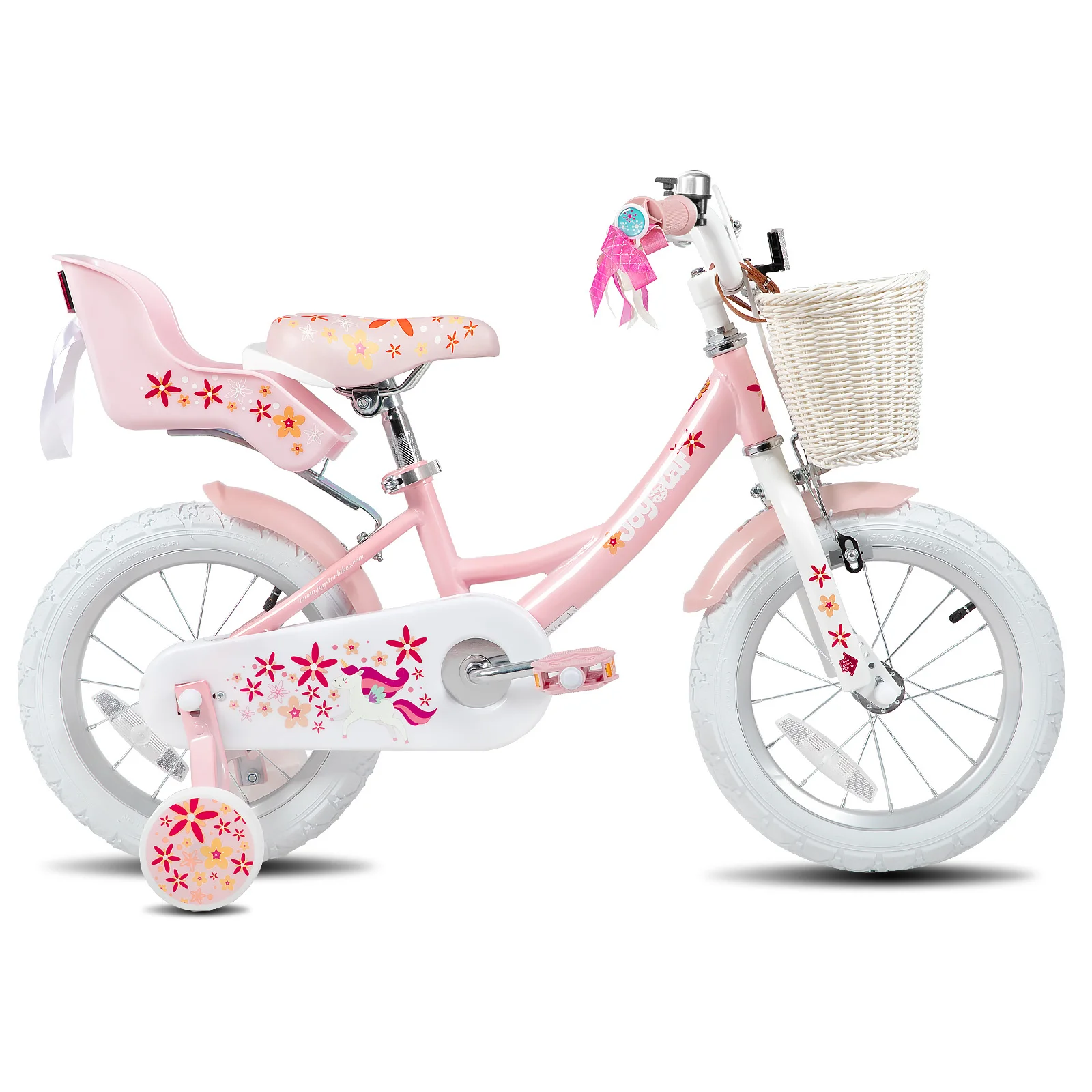 JOYSTAR Unicorn Girls Bike for Kids Ages 2-9,Kids Bike with Training Wheels, Streamers, Basket and Doll Seat