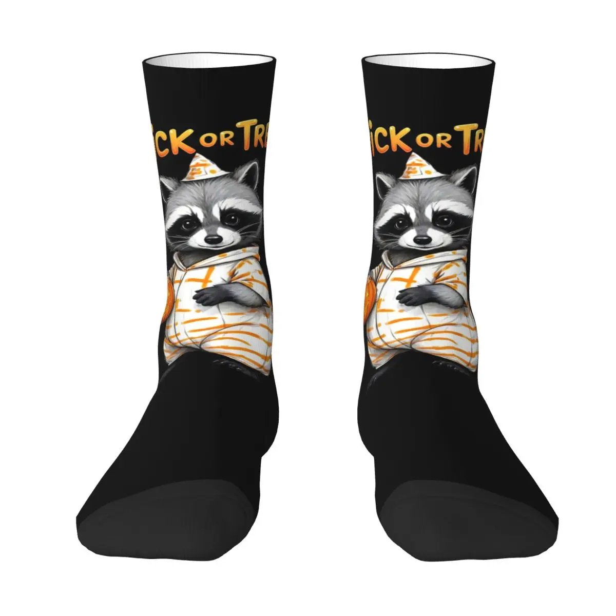 Raccoon Jack-o' Lantern Halloween Socks Harajuku Super Soft Stockings All Season Long Socks for Man's Woman's Christmas Gifts