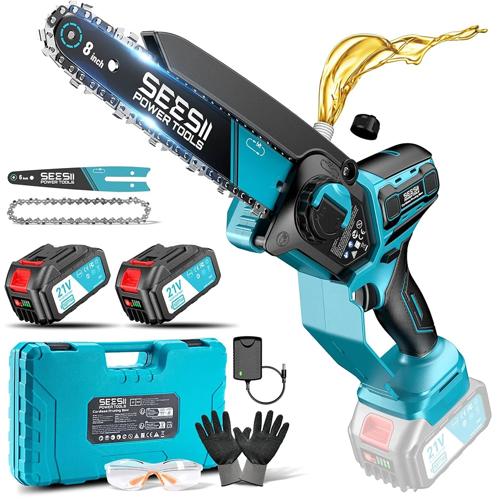Seesii – tronçonneuse électrique sans fil 6 et 8 pouces, 1000W, outils de taille pour le travail du bois et du jardin, broche de batterie 18V