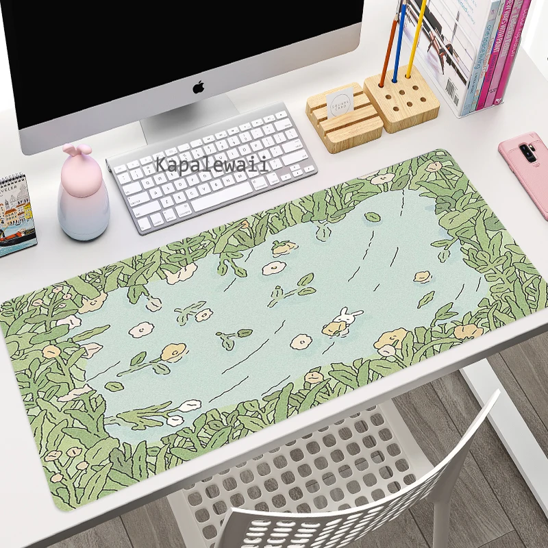 Kawaii Desk Mat 900x400 Speed Mousepad Green Plant Xxl tropical Deskmat Run Cute Large XXL Gaming Mouse Pad Gamer Anime Deskpad