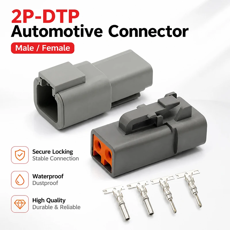 2 Pin  DTP04-2P DTP06-2S Deutsch DTP Connector - Gray Male Female Waterproof Electrical Auto Plug for Marine, Bus & Industrial