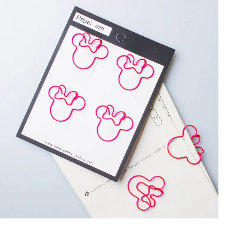 Red Color Mouse Cute Clip Paper Special-shaped Pin Clip Paper Clip Bookmark Office Accessories Paperclips Metal Paper Clips