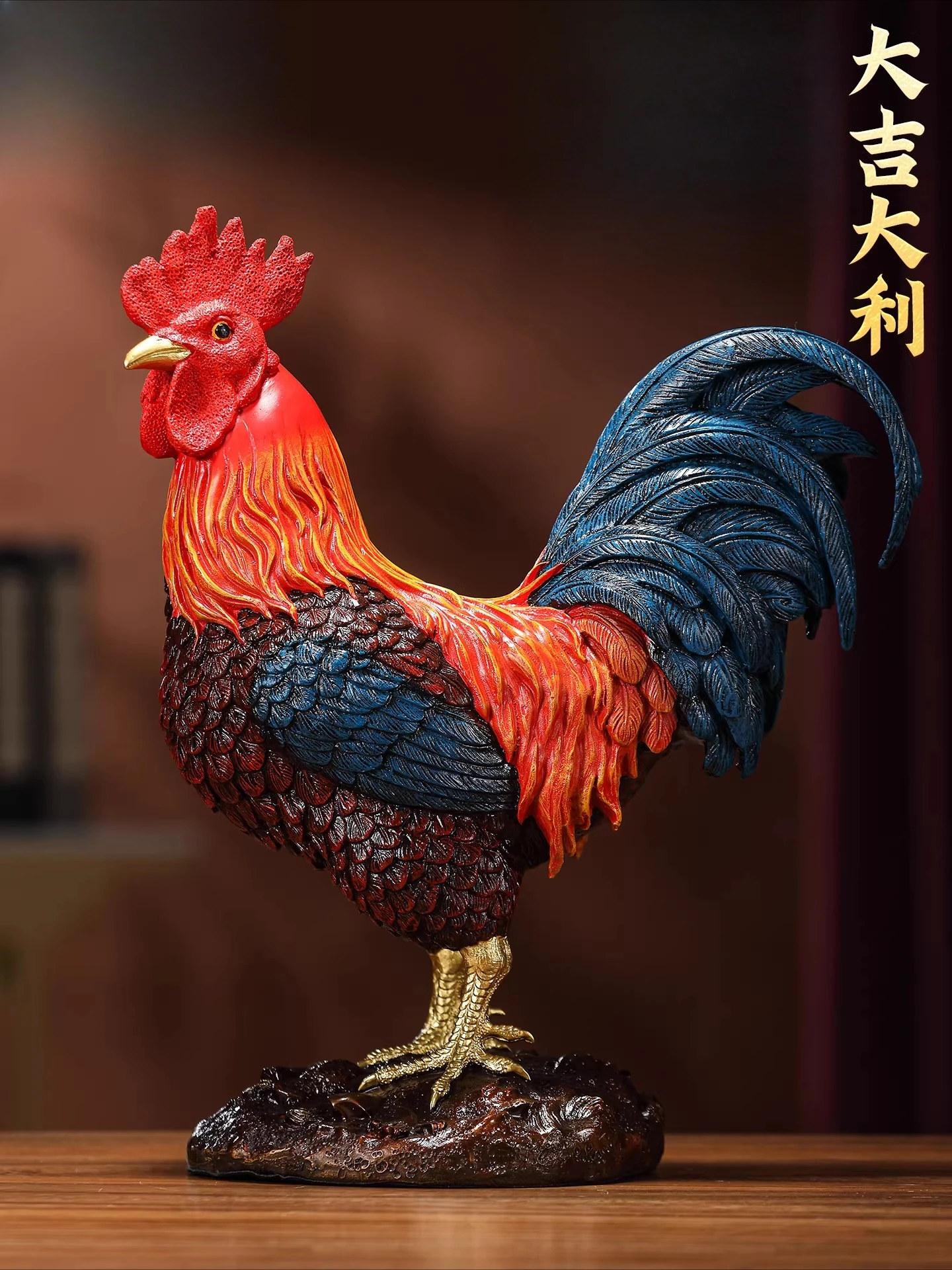 Brass rooster good luck copper chicken ornament home living room wine cabinet decoration