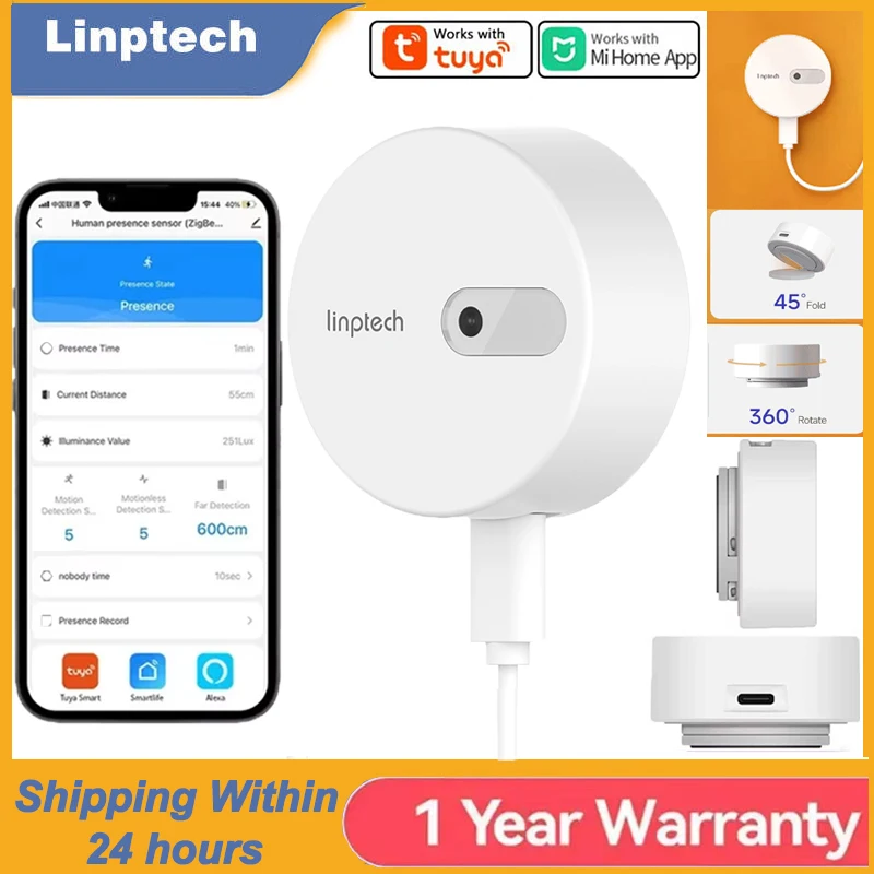 

Linptech Human Body Presence Sensor ES1 Zigbee/Wifi/Bluetooth Communication Millimeter Wave Radar Sensing linptech Body Sensor