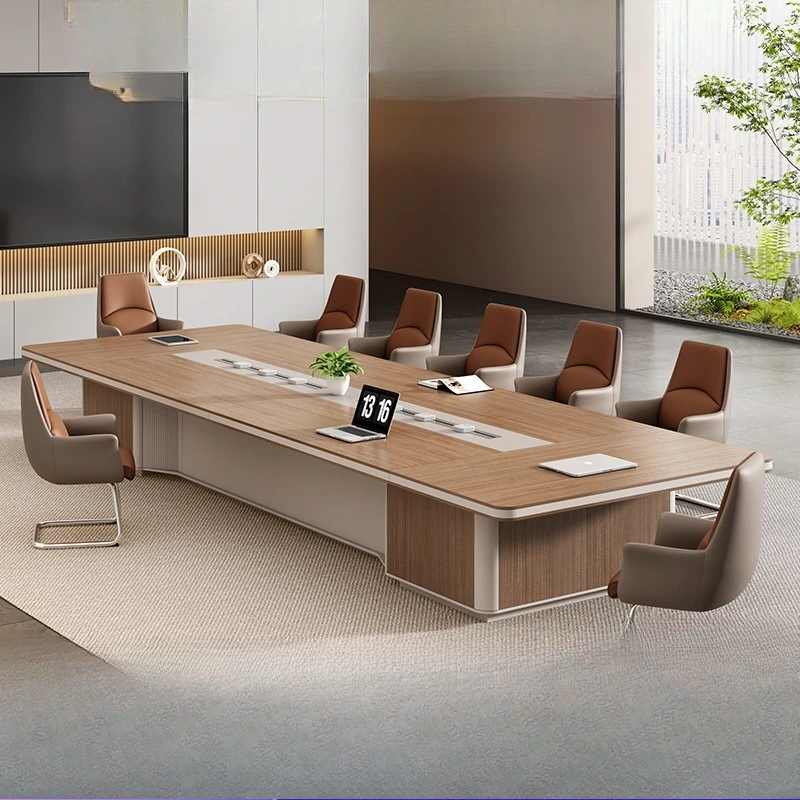 

Office conference table long table light luxury high-end large thickened conference table and chair combination conference