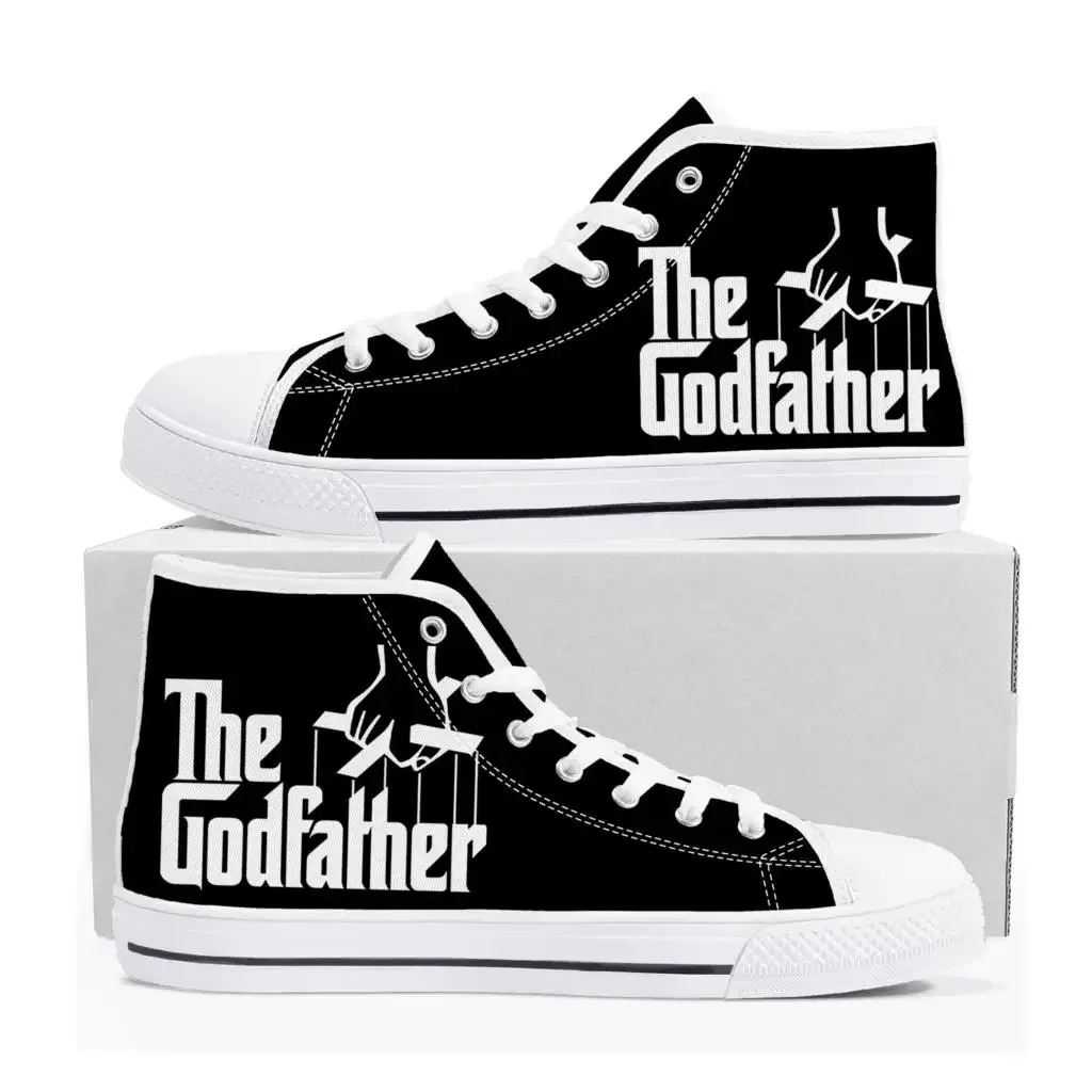 

Кроссовки High Top «Крестный отец» из коллекции Hot Cool Movie, высококачественные мужские, женские и подростковые кеды из канваса, повседневная обувь для пар, обувь на заказ