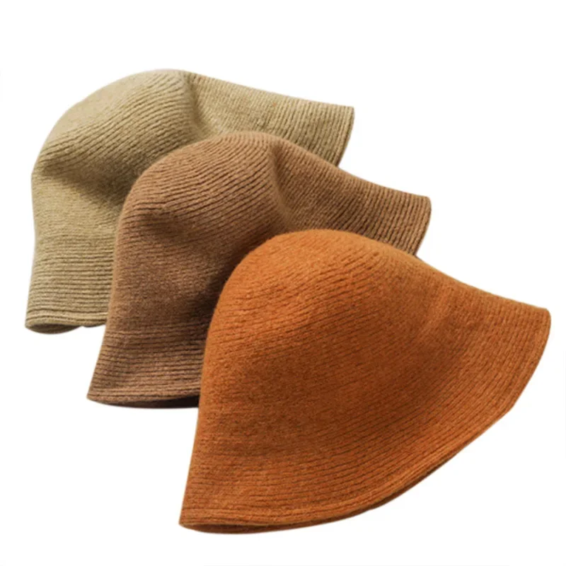 MAXSITI U Solid Keep warm Wool Bucket Hat for Women Autumn and Winter Fisherman Hat Vintage Knitting Basin caps for ladies