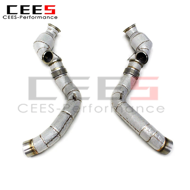 

cees Turbo Downpipe for BMW M5 F90 S63 4.4T High-Flow Exhaust System with Heat Shield and Three-Way Catalytic Converter