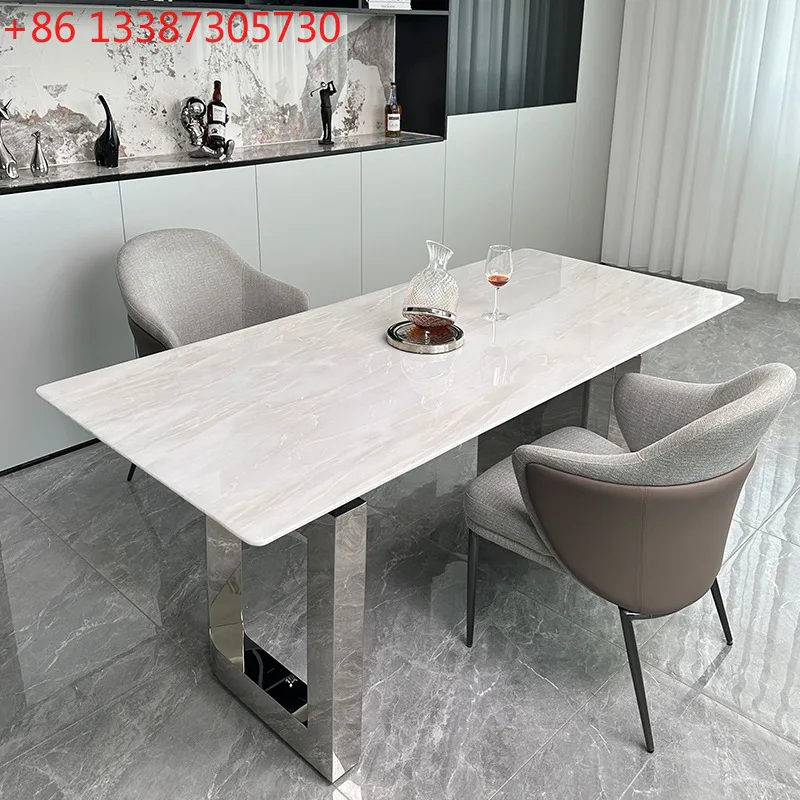 Kari ice jade natural marble dining table Italian minimalist rectangular dining table