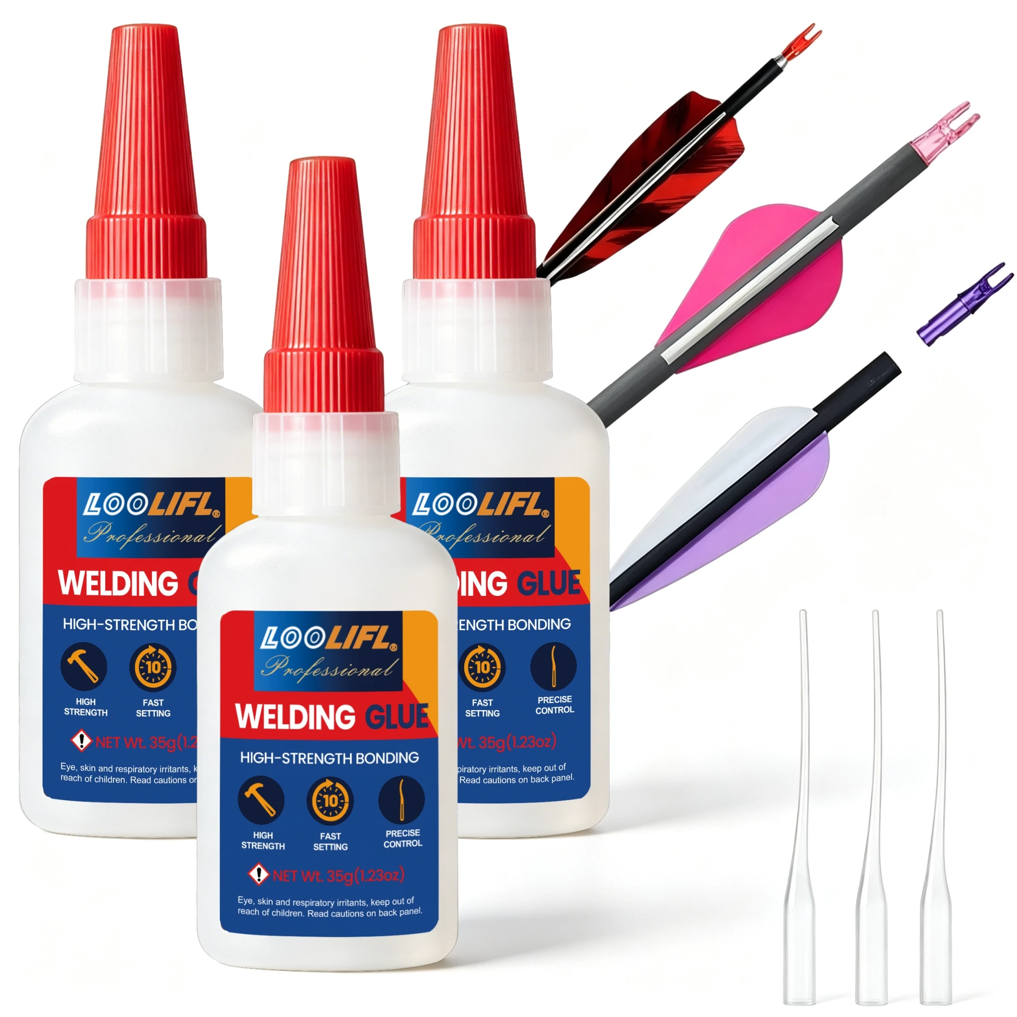 Loolifl Welding Glue 35g Archery Arrow Repair Glue High-Strength, Fast-Drying Glue Suitable for Arrow Feathers, Arrow Vanes, Arrow Tails, and Arrowheads