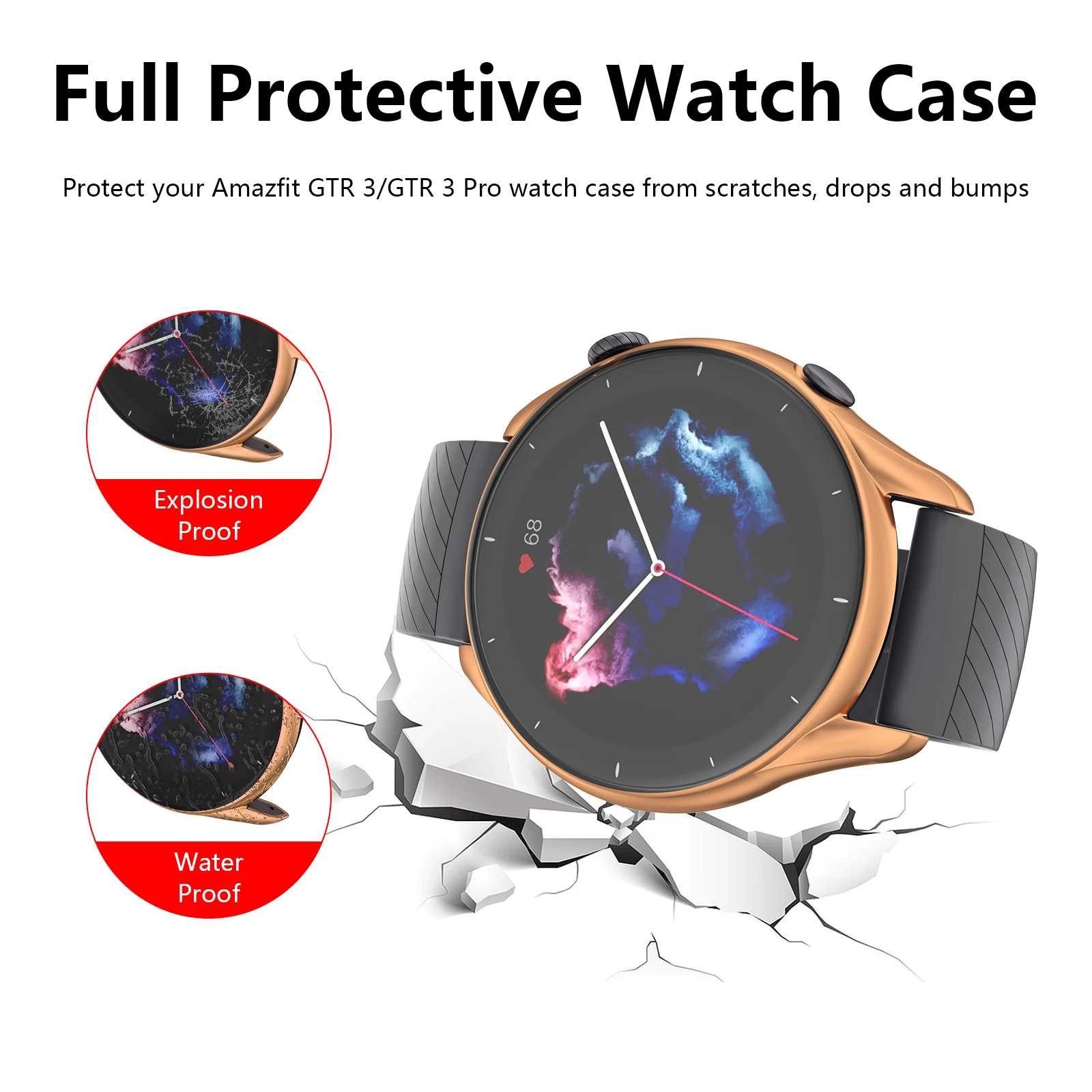 Smartwatch Case for Huami Amazfit GTR 3/GTR 3 Pro Protector Shell Full Cover for Huami Amazfit GTR 3 Pro Screen Protective Case