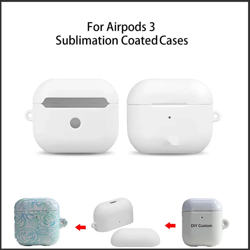 10pcs Blank Clear Earphone Case with Hook for Airpods Pro 1 2 3 4 Generation 3rd 2024 Gen Sublimation Heat Thermal Print Cover