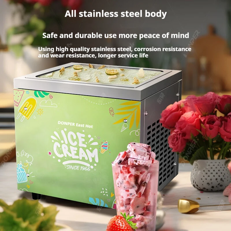 280W High Power Ice Cream Machine, Fast Cooling, Stainless Steel, Continuous Use for Home Busi，Commercial Electric Yogurt Maker
