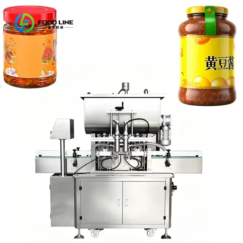 Customized 4 Heads Juice Pasty Fluid Filling Machine/Tomato Paste Bottling Labeling Sealing Packing Production Line Equipment