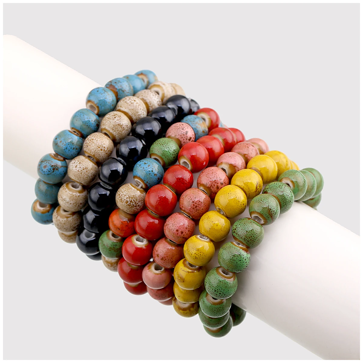 New Fashion Ceramic Beads Strands Necklace Elastic Bracelet Jewelry Sets Handmade Chokers Pendant Necklace Accessories for Women