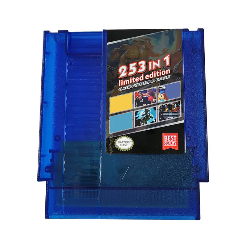 253IN1 Translucent blue-Game Cartridge For Console Single card 72 Pin NTSC and PAL Game Console