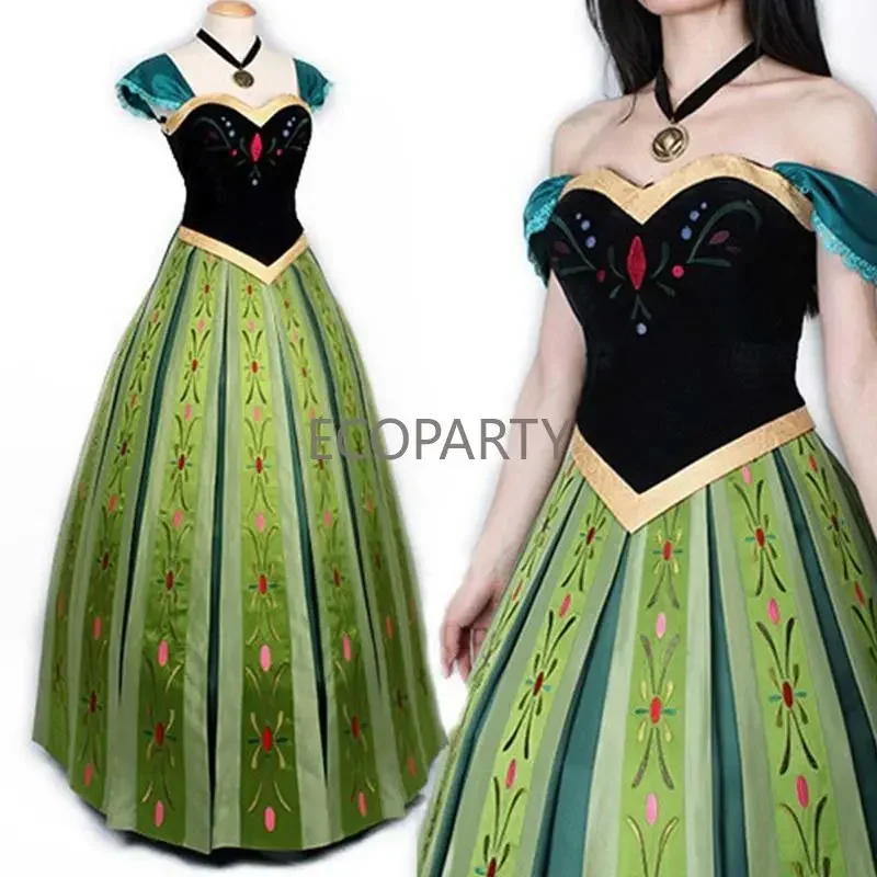 Halloween Christmas Cosplay Fancy dress Coronation S-2XL Anna Princess Dress Adult outfits costumes for women girls 30