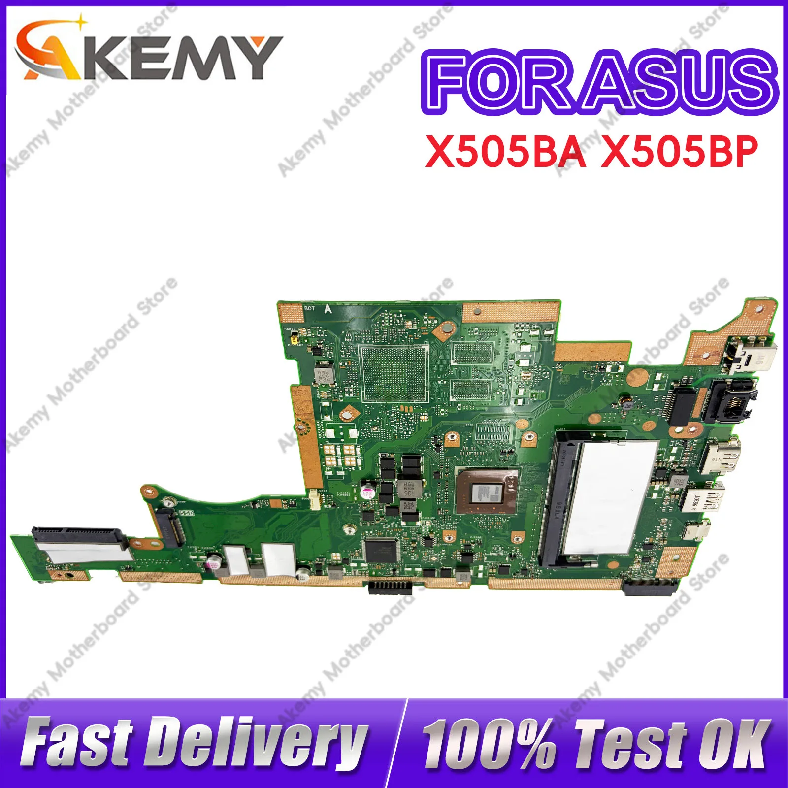 

X505BA X505BP Laptop Motherboard For ASUS VivoBook A505B V505B K505B X505BA X505B A580B Notebook Mainboard With A6 A8 A9 CPU stk
