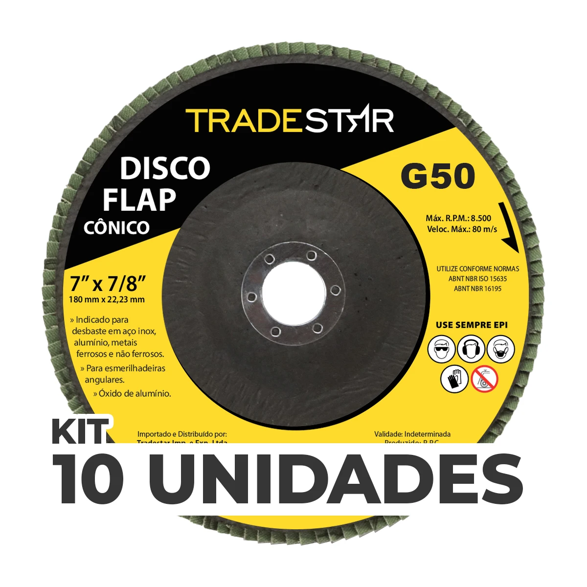 Kit C/ 10 Flap Disc Conico 7 