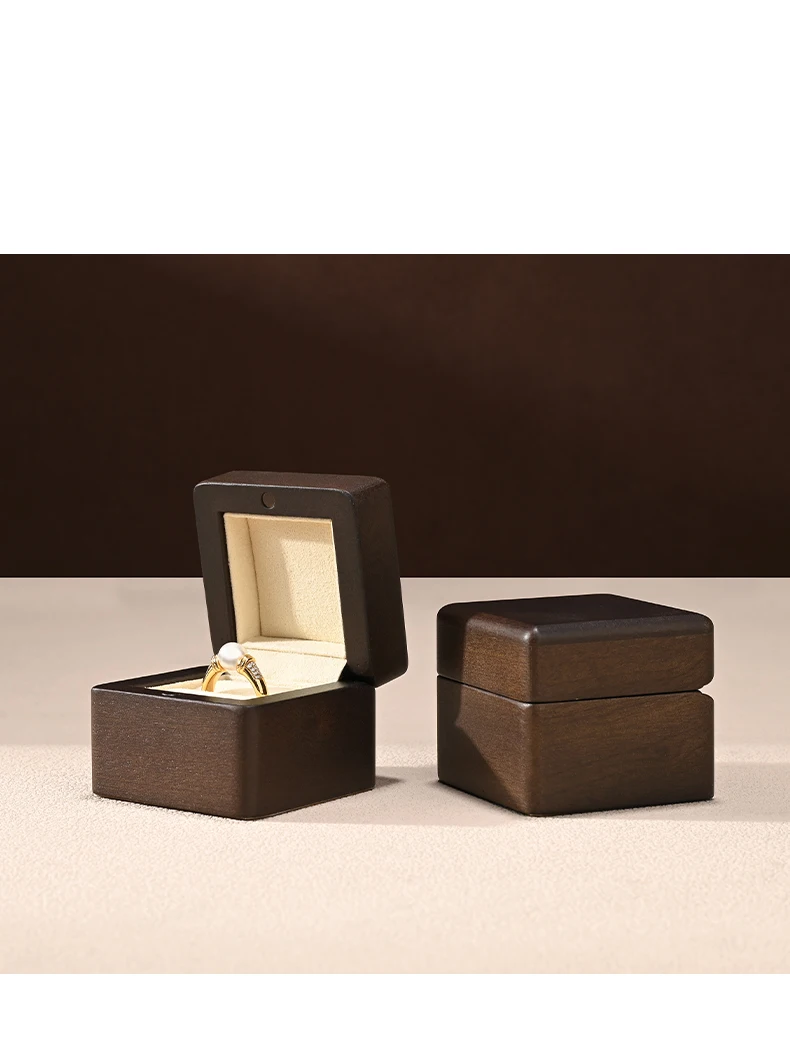 Oirlv Hochwertige Massivholz-Ringaufbewahrungsbox Tragbarer Schmuck-Organizer Ring-Präsentationsbox Festliche Hochzeitsgeschenkbox Vitrine – Detail 3