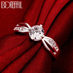 DOTEFFIL-925 Anel Redondo De Prata Esterlina Para Mulheres, Zircão AAA, Jóias Da Moda, Charme De Festa De Noivado De Casamento
