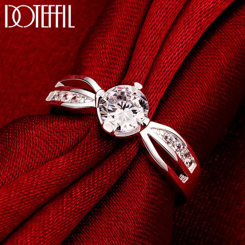 925 sterling silver round ring with AAA zircon for women