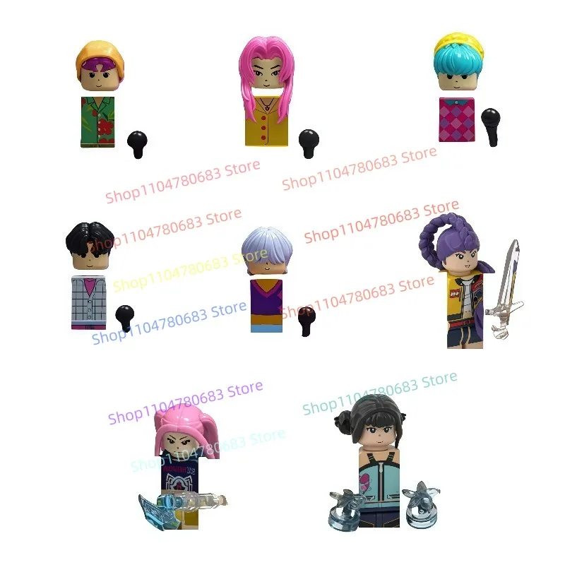 

MOC Building Blocks Devil Hunter Boy Band & Girl Band Mini Figure Assembly Model Ornament Anime Cartoon Decorative Toy Gift