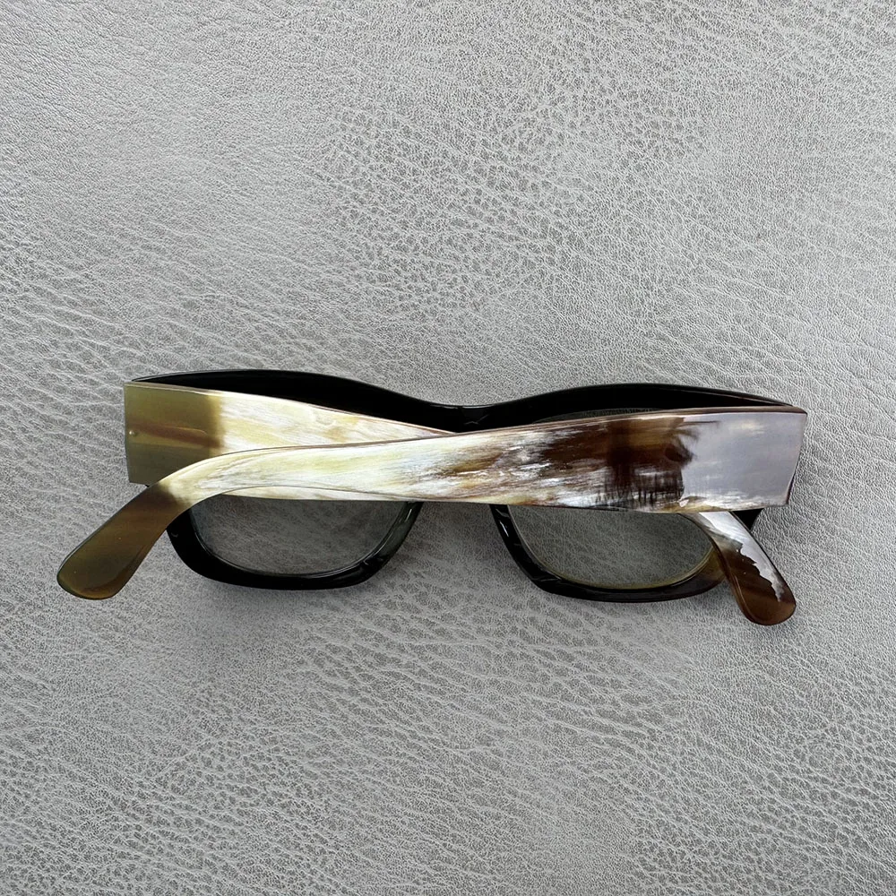 Eyeglass Frames Square Vintage Unique Classic Handmade Black White Horn Prescription Man Glasses Frames Optical Lenses Eyewear