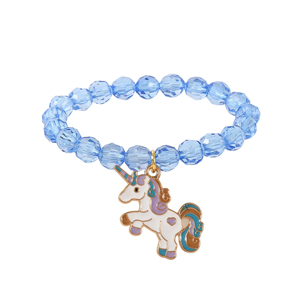 Girls First Day of School Bracelet Cute Friendship Princess Bracelet for Kids Cartoon Rabbit Unicorn Charms Jewelry Accessories