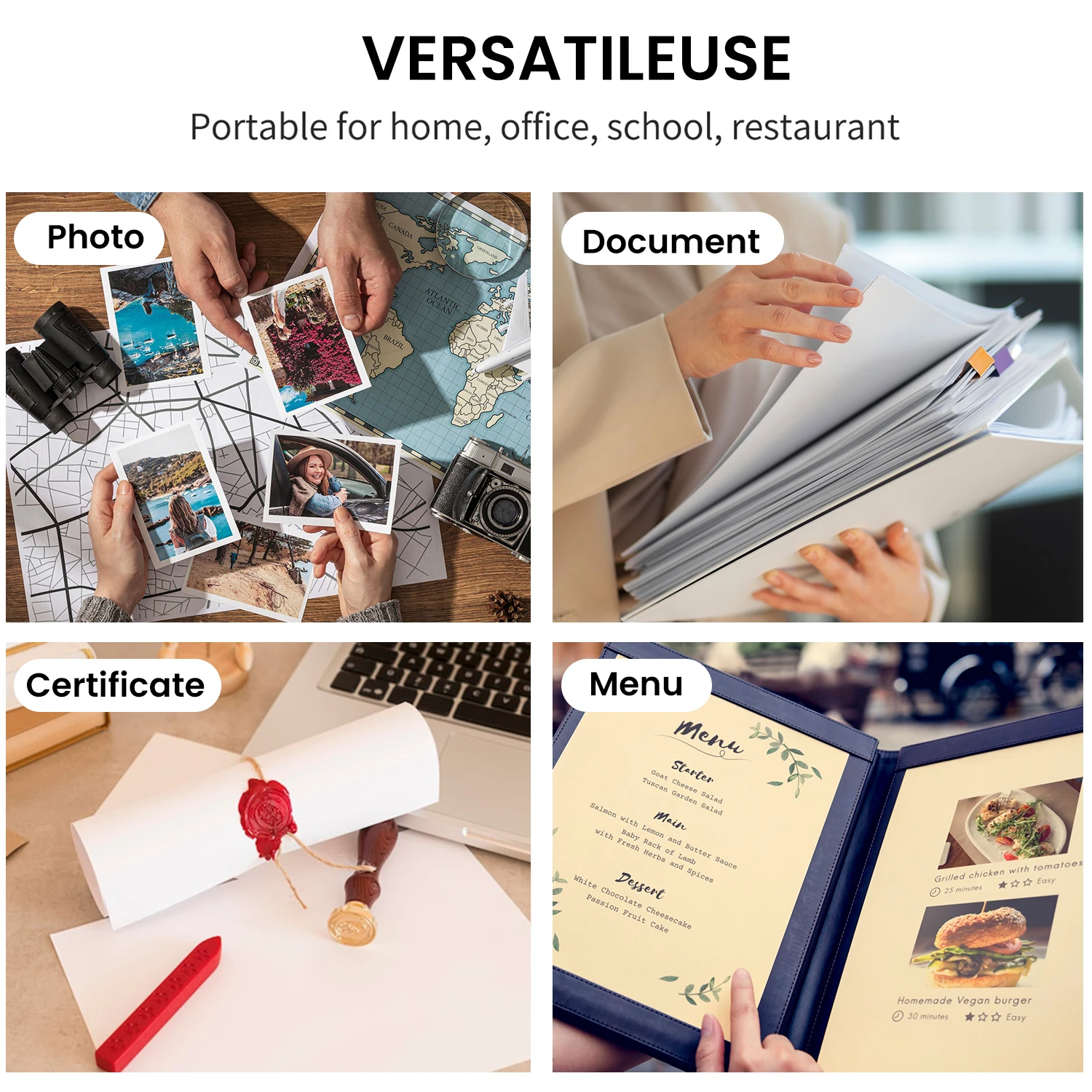 Machine à plastifier multifonctionnelle chaude et froide, plastification rapide et efficace, compatible avec les documents et photos A4, A5, A6