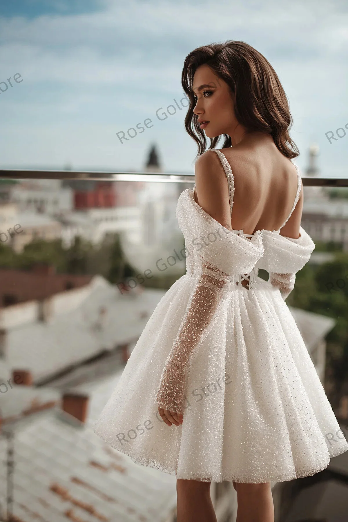 Elegant Mini Wedding Dresses Princess Beading Off Shoulder Formal Bridal Grown Sleeveless Short Customized Vestido De Noival