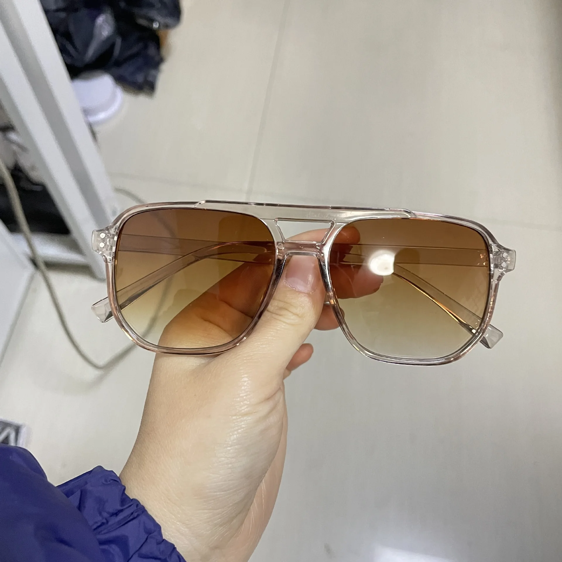 Vintage Herren Damen Große Sonnenbrillen Quadratische Designer-Sonnenbrillen Unisex Sonnenbrillen Schwarze Gläser UV400 – Detail 7