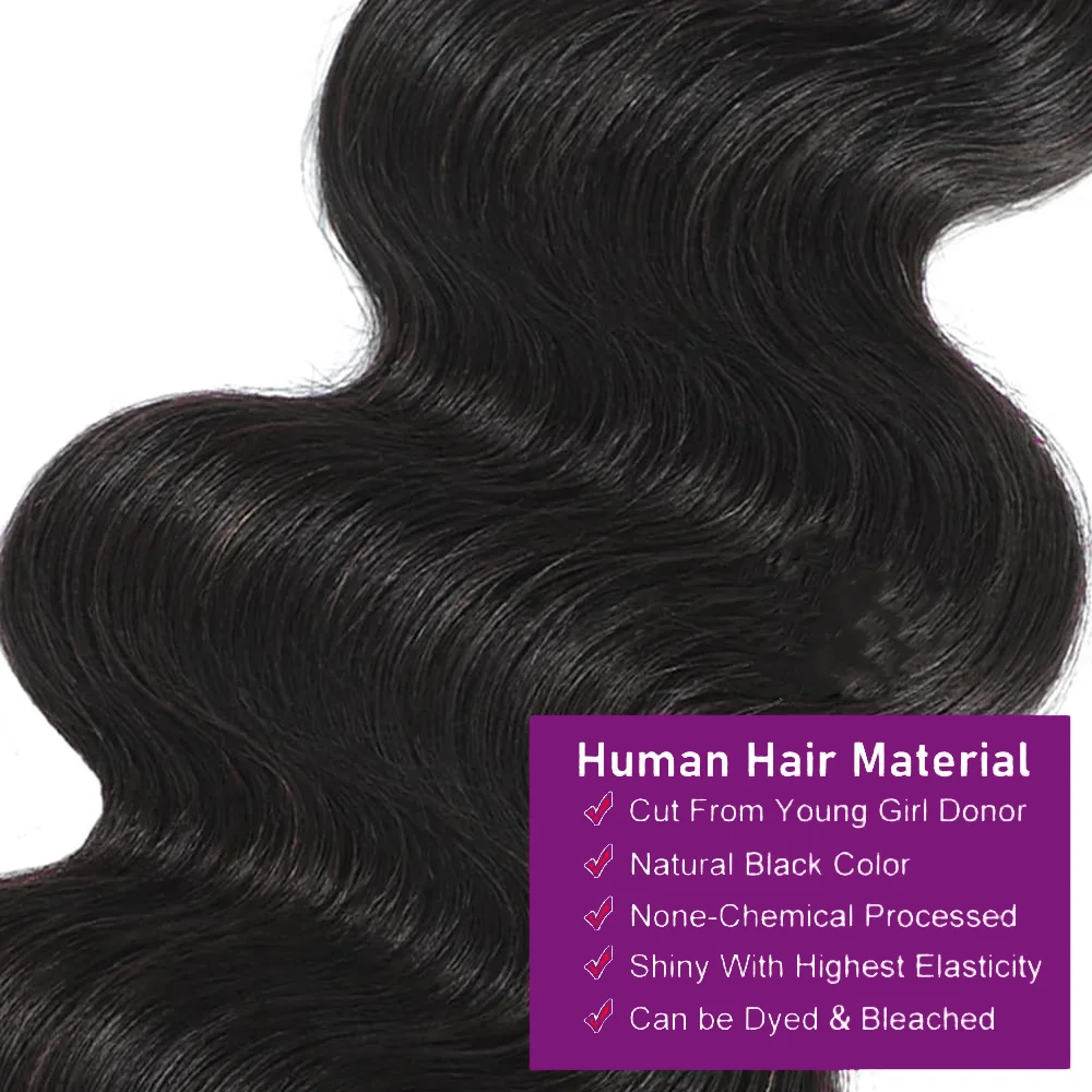 Body Wave Human Hair 3 Bundles Deals Brazilian Unprocessed Natural Bundles Human Hair Extensions Natural Black Body Wave Bundles