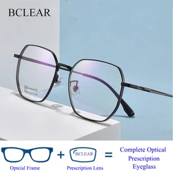 BCLEAR Pure Titanium Glasses Frame for Men Women Optical Prescription Eyeglasses High Quality Vacuum IP Plating Myopia Eyewear