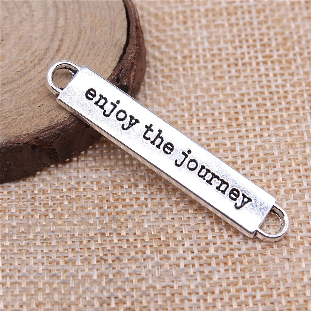WYSIWYG 3 sztuk 49x8mm cieszyć się podróżą urok dla bransoletka antyczny srebrny kolor cieszyć się podróżą złącze Charms