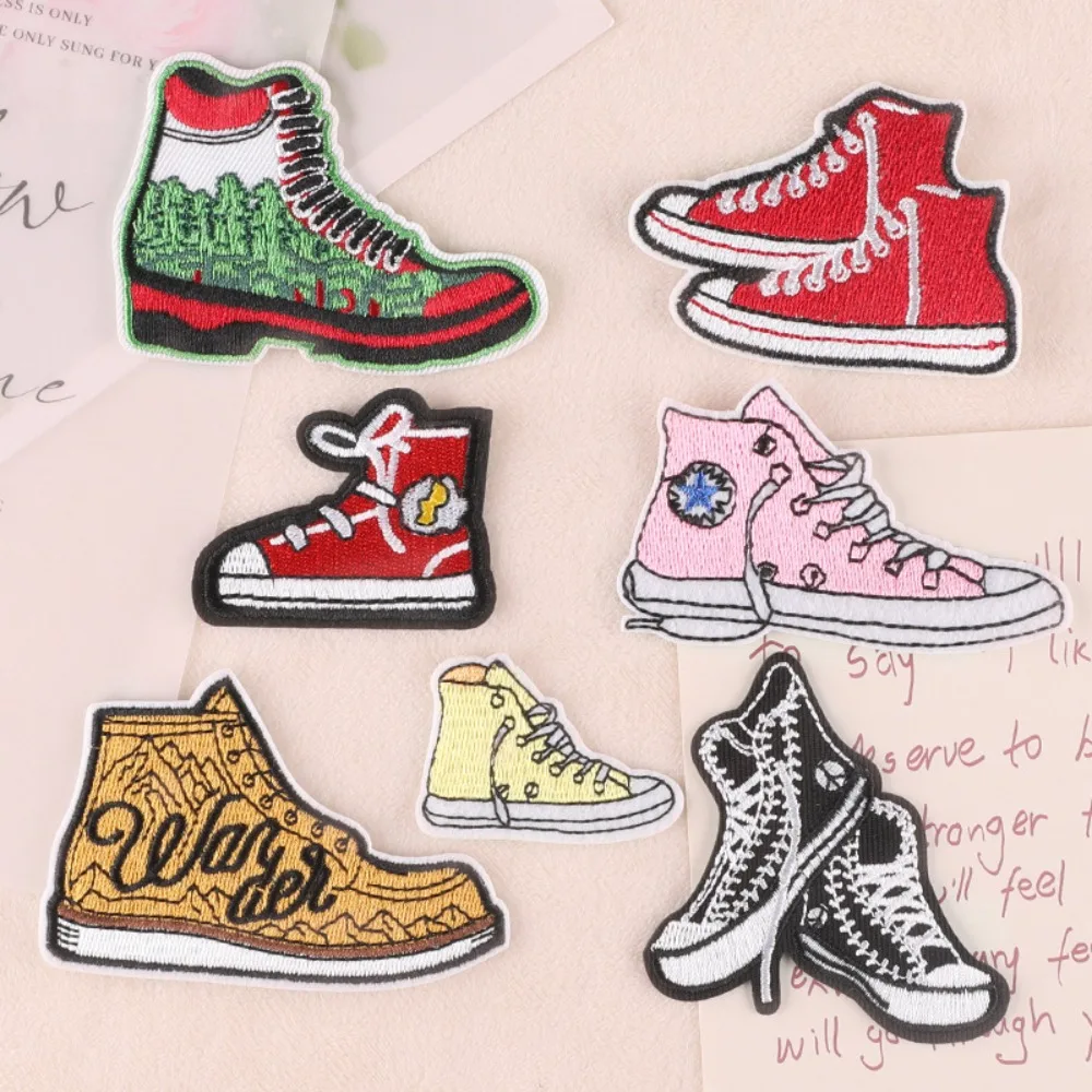 

Embroidery Patches Badges Patch Shoe Fabric Labels DIY Accessories Fabric Stickers Iron on Transfers for Clothing Appliques Scp