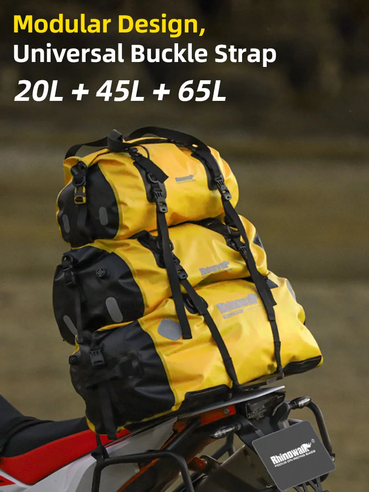 Rhinowalk Motorcycle Tail Bag 20L/45L/65L Large Capacity Waterproof Motorbike Back Seat Saddlebag Travel Luggage Pannier Carrier