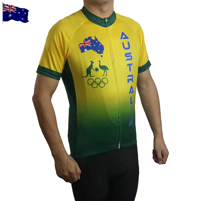 Australia Man Cycling Sweater Short Sleeve Road Wear Bike MTB Clothes Downhill Jersey Bicycling Shirt Top Arrival Jacket Racer