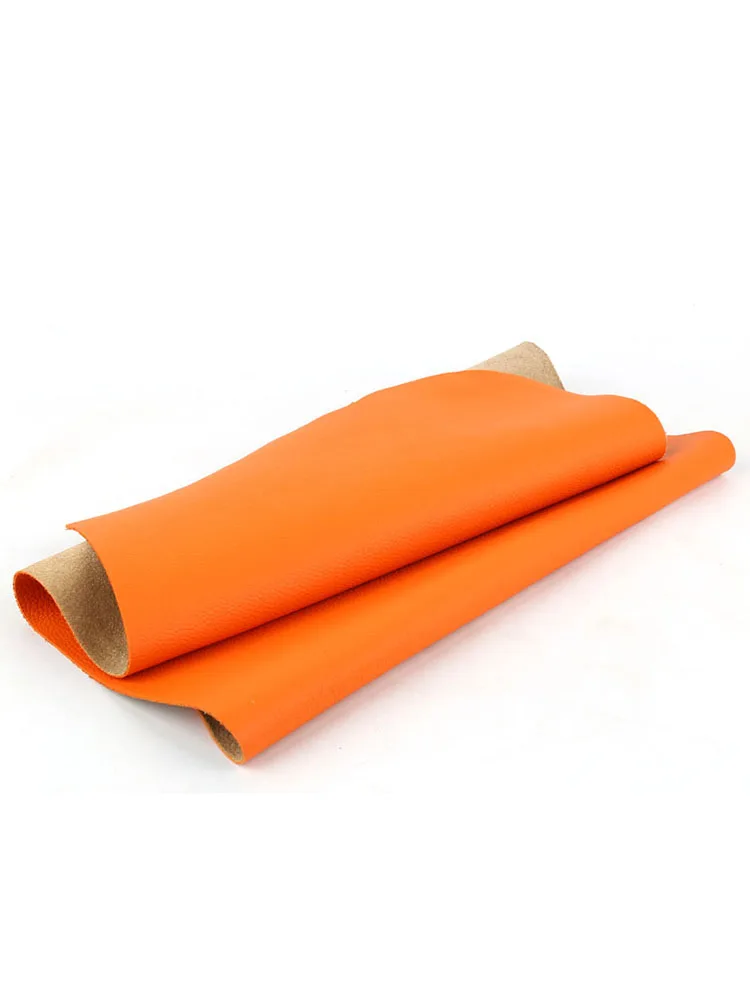 First-layer cowhide leather, orange-yellow genuine leather, 1.3mm thick, orange litchi pattern sofa soft cover, car seat cover view 6