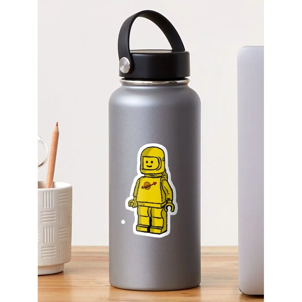 Yellow Spaceman Minifigure Sticker for Laptop Decor Bedroom Car Cute Cartoon Art Fashionable Public Suitcase